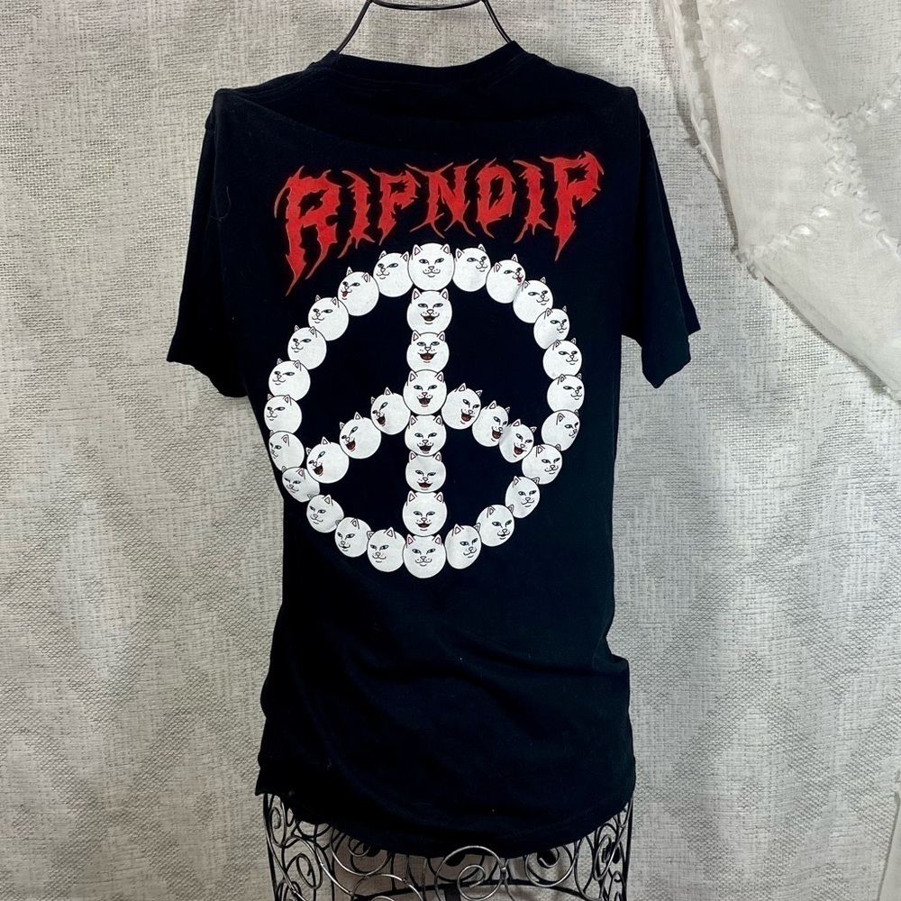 Ripndip kitty peace sign black t shirt size S